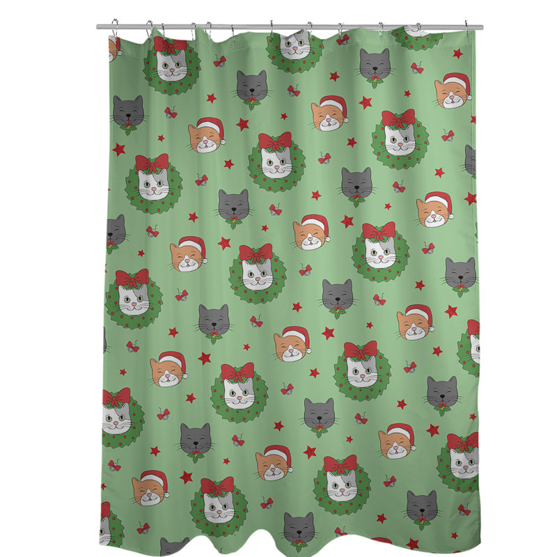 Shower Curtain, No, Green/Red/Gray