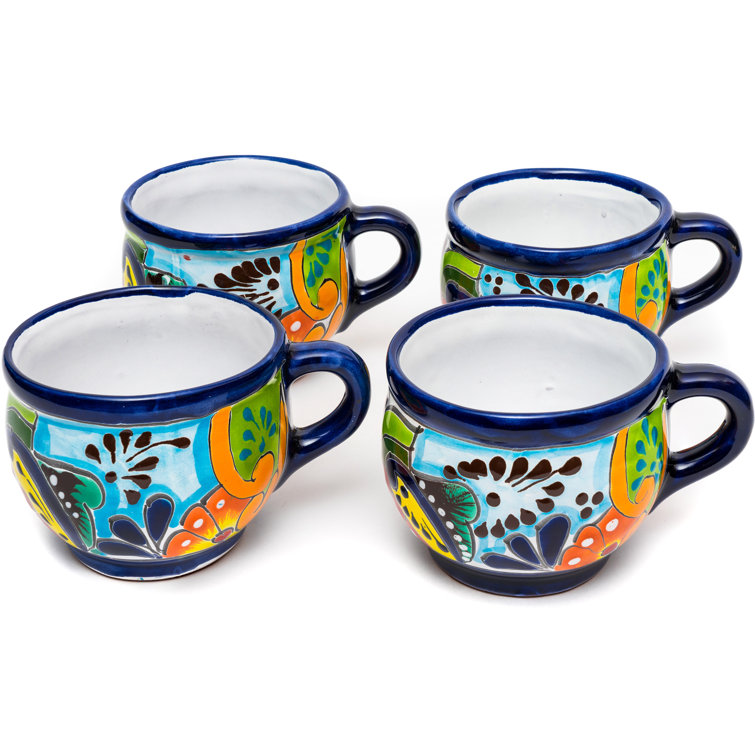 Talavera Wide Cup or Mug XL Ceramic Multicolored Rim Beautiful