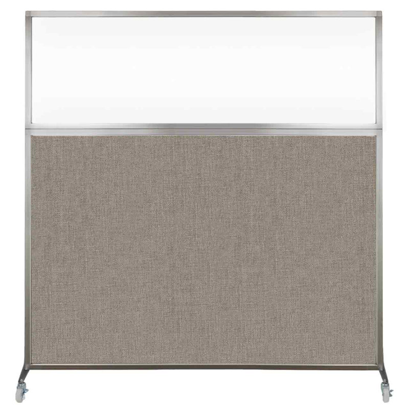 Cloison de bureau Hush - fenêtre transparente, Gris, 72"