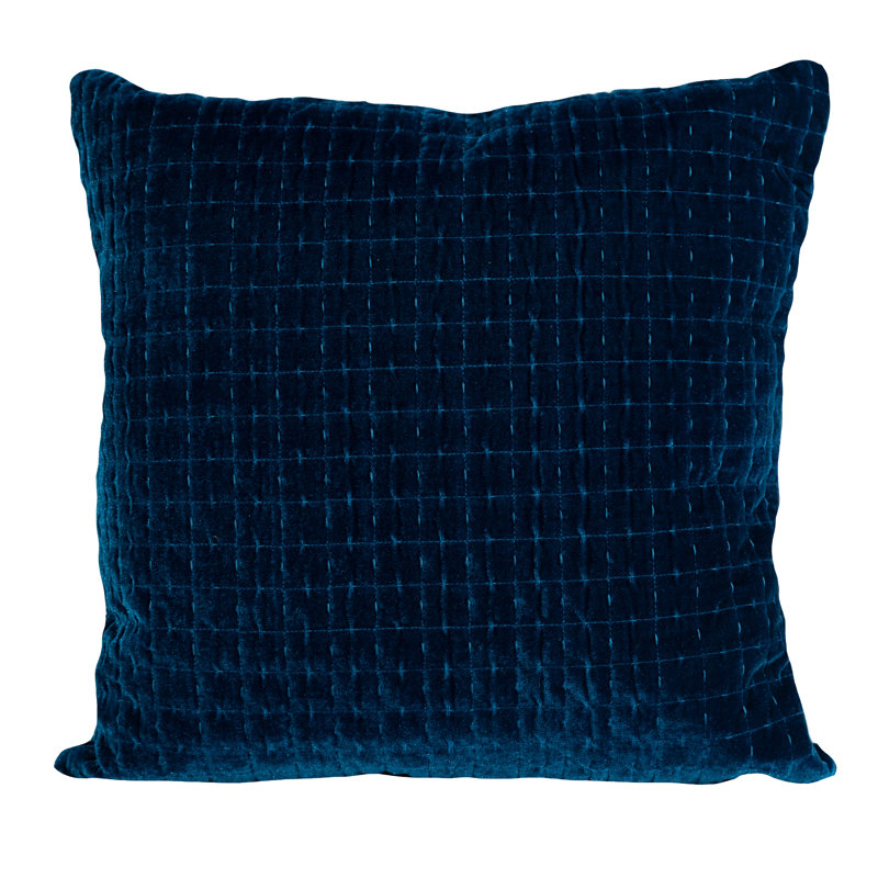 Layla Quilted Velvet Cushion 18X18, Teal