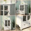 Buffet à une porte en verre simple avec poignée cloche antique - Buffet de rangement blanc pour la cuisine et le salon