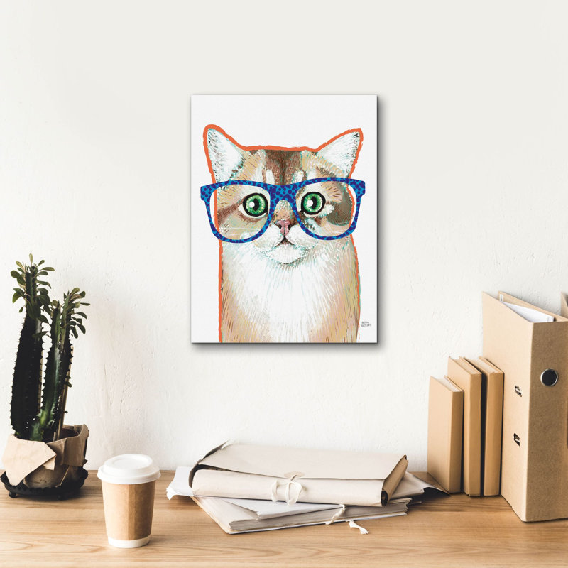 «Bespectacled Pet 2» par Melissa Averinos, art mural sur toile, H 16 po x l 12 po x P 0,75 po