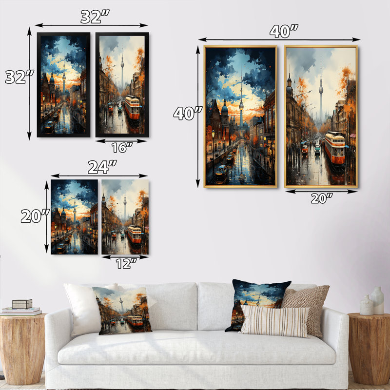 " Germany Berlin Skyline In " 2 - Pieces, Black Framed, 40" H x 40" W