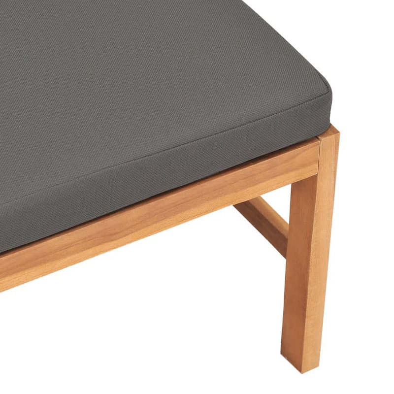 Chaise de patio en teck avec coussins, gris