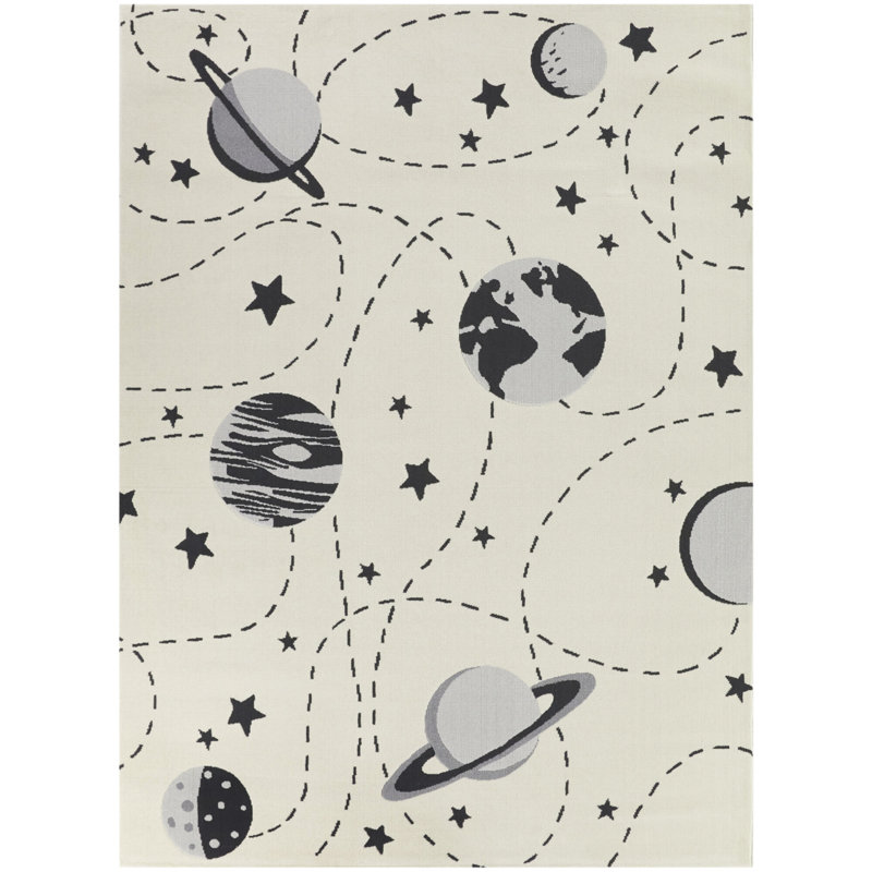 Tapis crème / bleu / gris Betha, Rectangle 5 pi 3 po x 7 pi, Blue