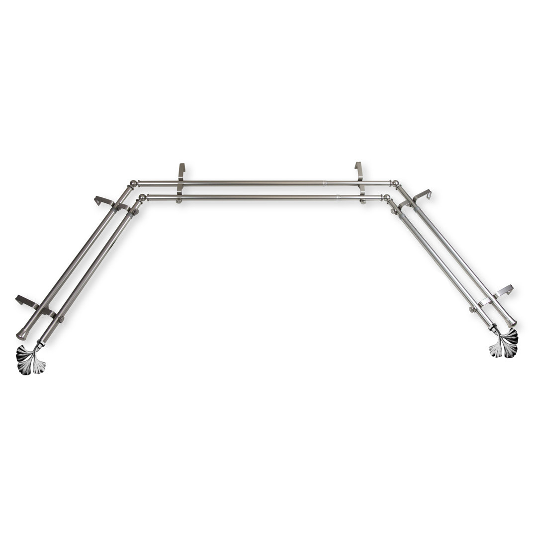 Margene Steel Rod/Resin Finials Adjustable Bay Window Double Curtain Rod Kelly Clarkson Home 