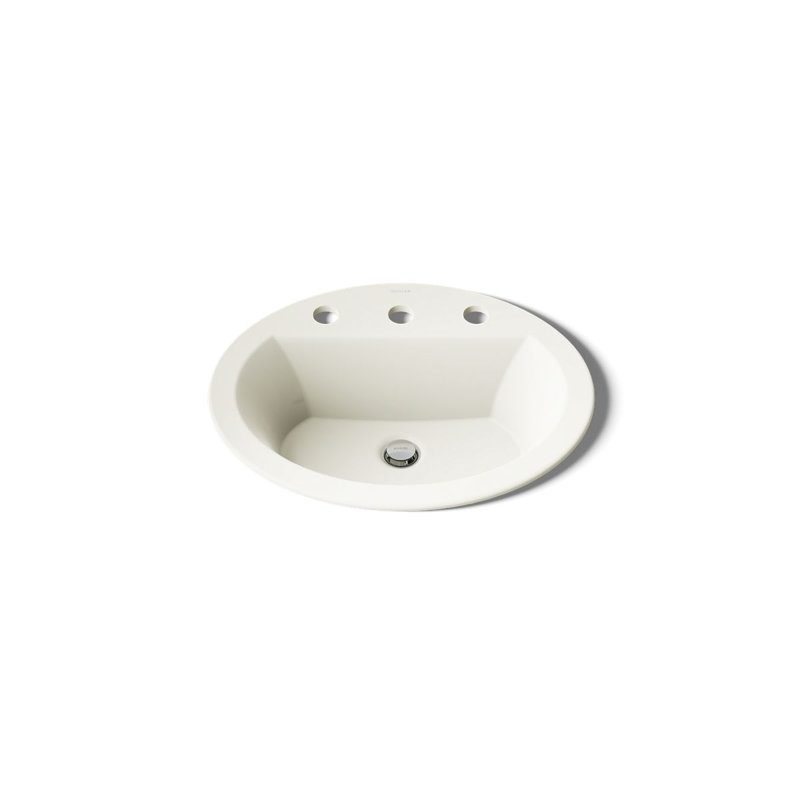 Bryant Ceramic Oval Drop-In Bathroom Sink with Overflow, Biscuit, 8" Centers