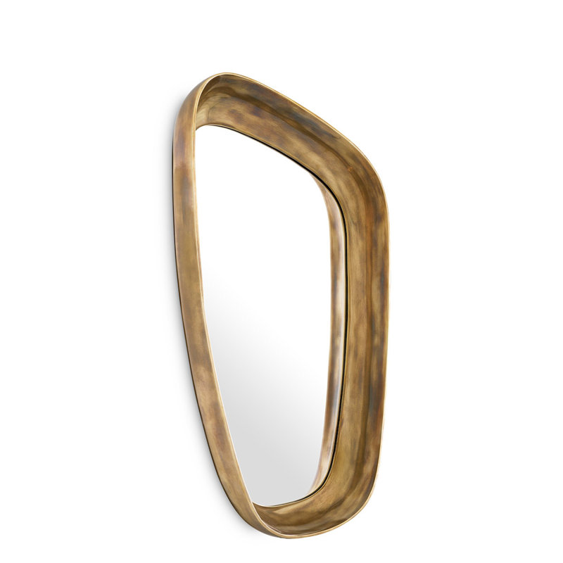 Sandals Asymmetrical Aluminium Wall Mirror, Brass