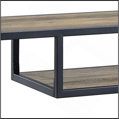 Rustic Oak And Black Console Table With 2 Shelves