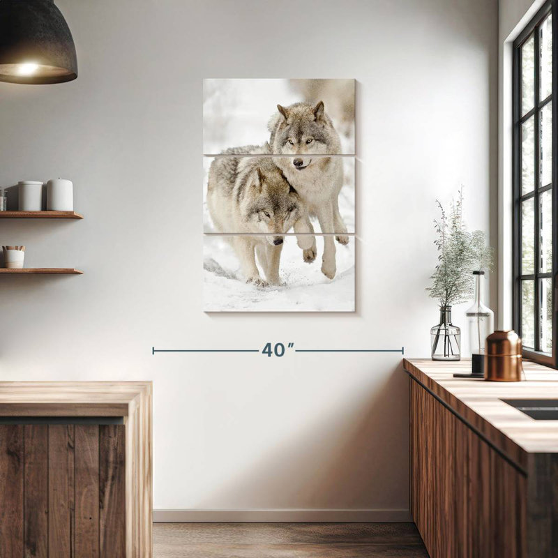 Brampt Playful Gray Wolves, 38" H x 24" W