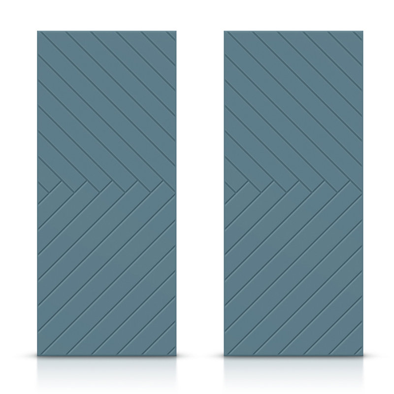 Portes de placard coulissantes à panneaux en bois manufacturé, Bleu dignité, 48 po x 84 po