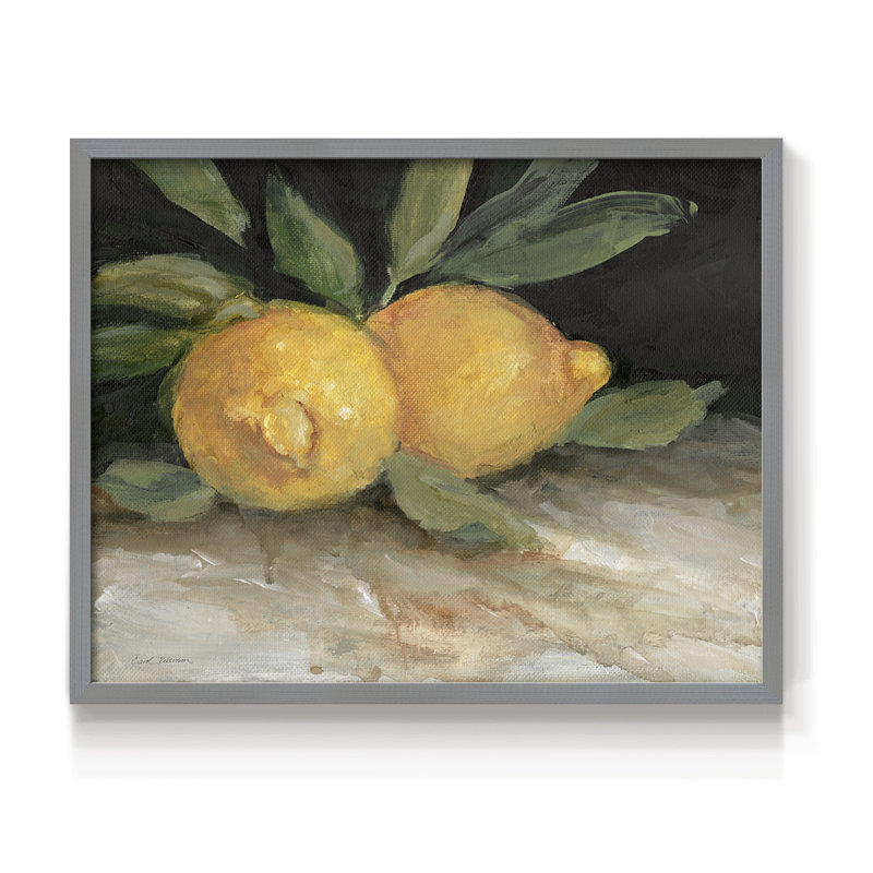 Zesty Lemons I -Framed Print - Restickable, Gray, 16" H x 20" W