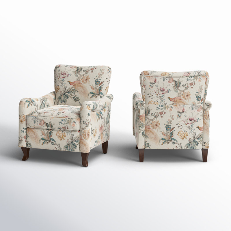 Paire de fauteuils en bois manufacturé et l 30,5 po Alikah, Mélange de polyester crème