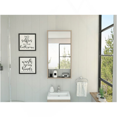 Armoire à pharmacie Mariana, une tablette extérieure, un miroir à porte simple et deux tablettes internes - gris clair
