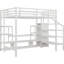 Lit mezzanine en métal avec meuble télé, escalier et garde-robe - White Perfection-451030956