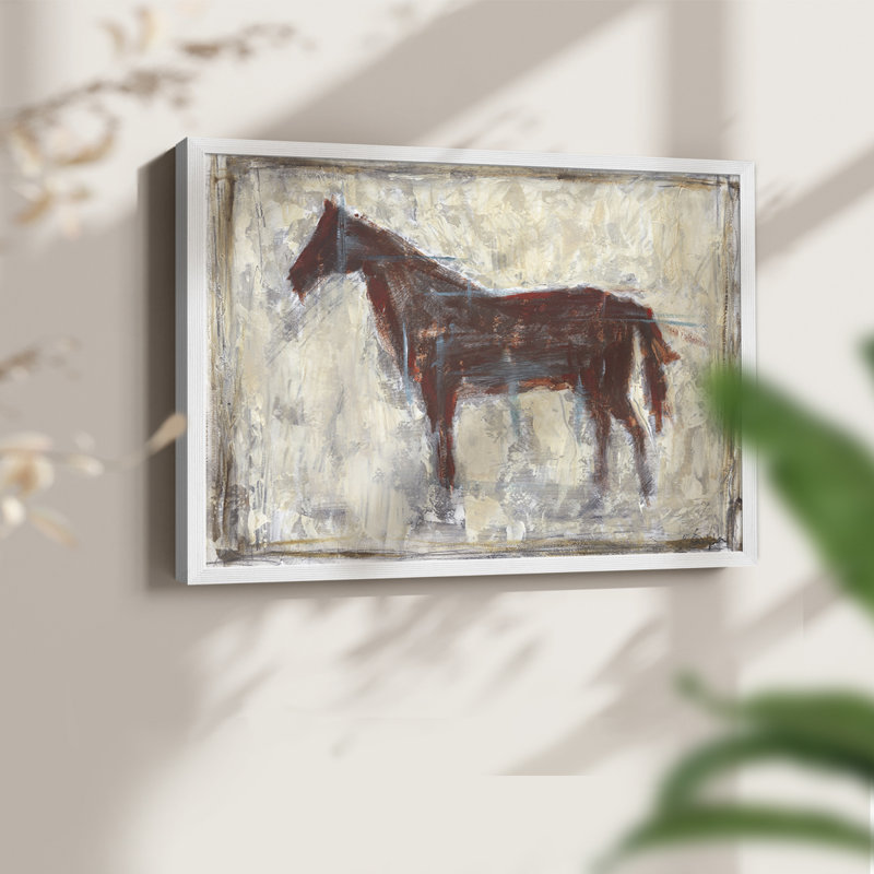 Iron Equine I -Framed Print - Restickable, 16" H x 20" W, White