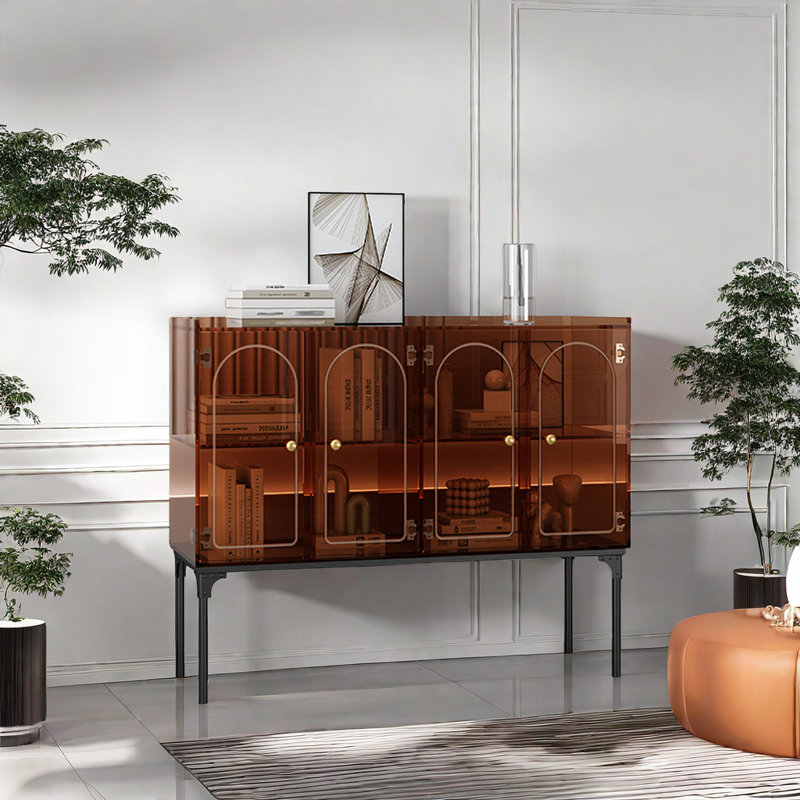 Italian Style Light Luxury Accent Cabinet Accent Cabinet, Amber