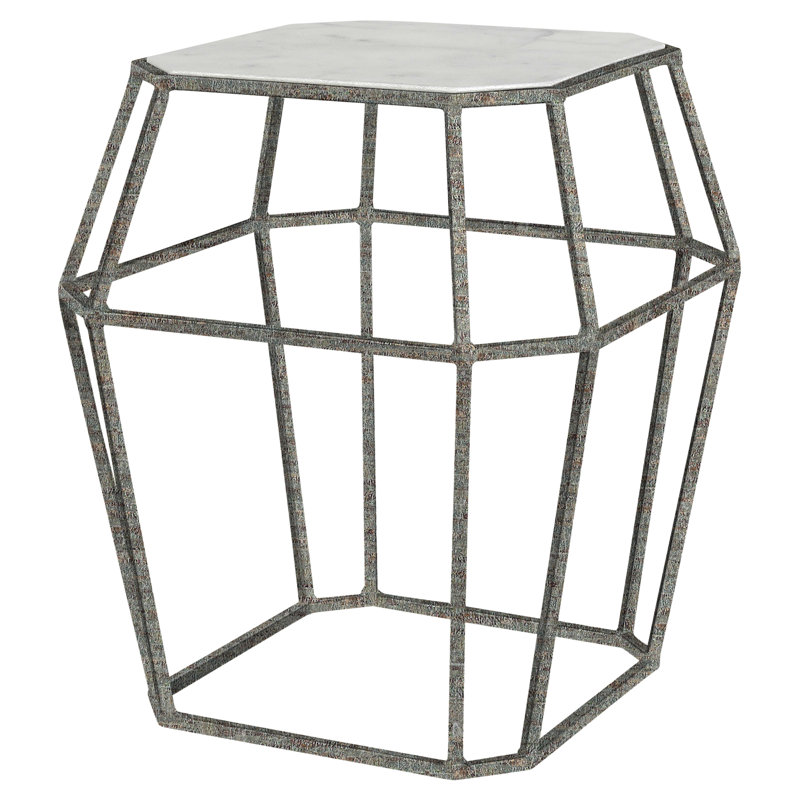 Table de bout Paris Frame, Béton, Feuille d'argent