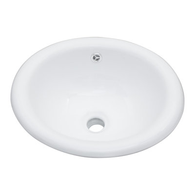 17"X15.5" White Semi-Recessed Ceramic Bathroom Sink - Countertop Vessel Design