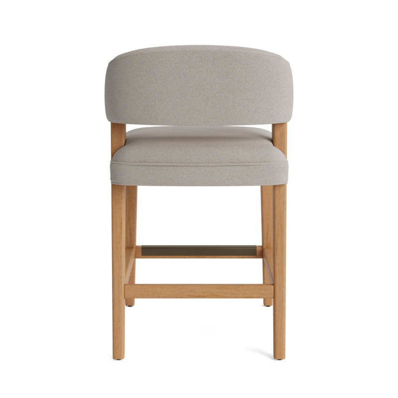 Keane Bar Stool, Performance Boucle - Dove Gray, Natural, Counter Stool (25” Seat Height)