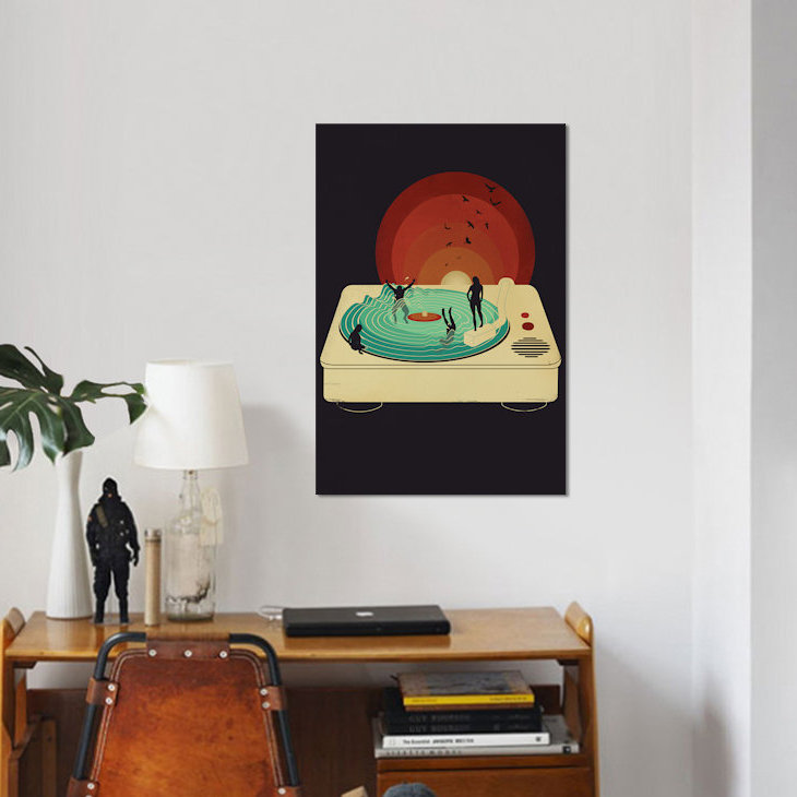 « soundwaves », impression sur toile, H 37 po x l 37 po x P 1,5 po, Toile encadrée noire, Pas de tapis
