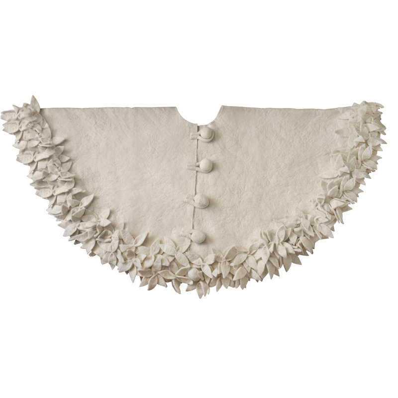 Overlapping Flowers Christmas Tree Skirt, Cream, 48" W