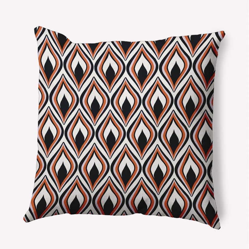  Polyester Throw Square Pillow Cover & Insert by E by Design, Black, 16" x 16"