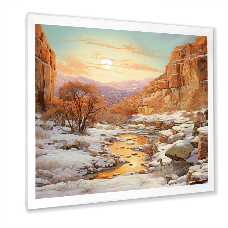 Canyon Winter Scenery I sur toile, H 24 po x l 24 po x P 1 po, Cadre simple blanc
