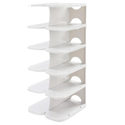 6-tier Narrow Shoe Organizer Tower, Adjustable Stackable Closet Shoe Rack