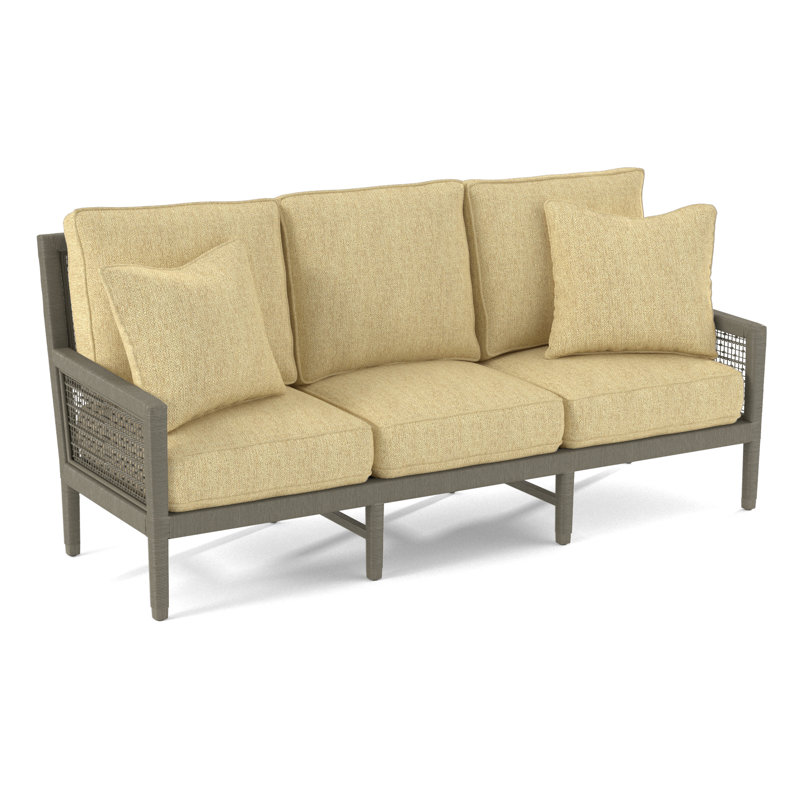 Pine Isle 76" Square Arm Sofa with Reversible Cushions, Beige Sugar Performance; 0863-93, Sea Mist