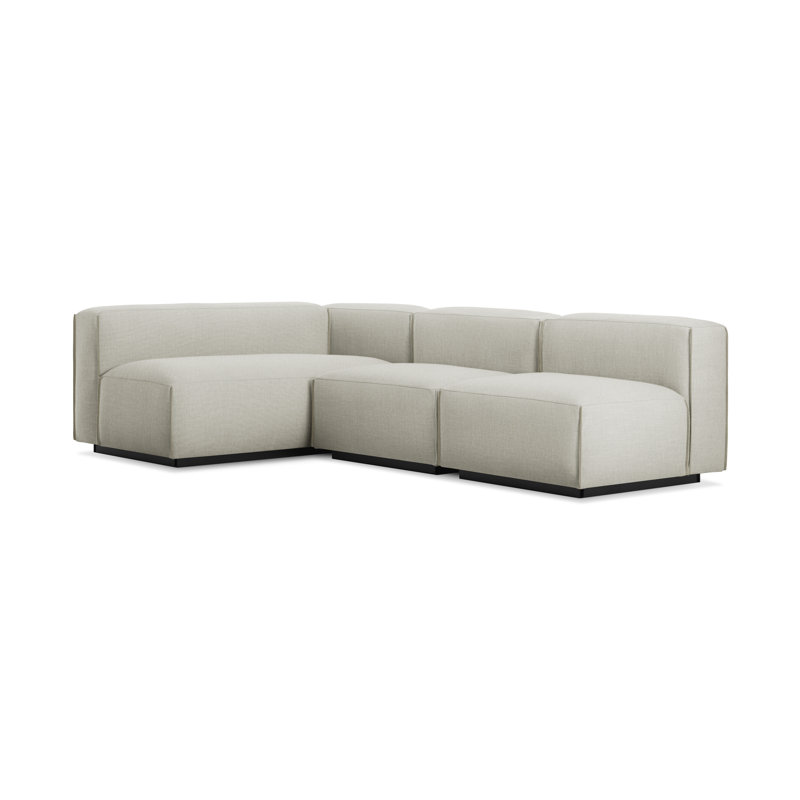 Cleon Upholstered L-Shaped Sectional, Maharam Meld in Panda 100% Polyester, Right Hand Facing