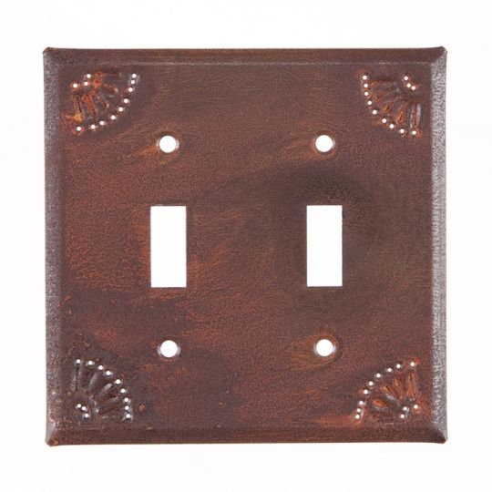 No Subject 2 - Gang Toggle Light Switch Standard Wall Plate, Rustic Tin