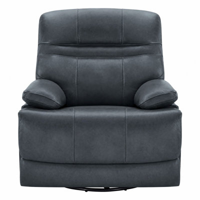Fauteuil inclinable électrique pivotant de 35,4 po en cuir véritable avec appui-tête réglable Felisa
