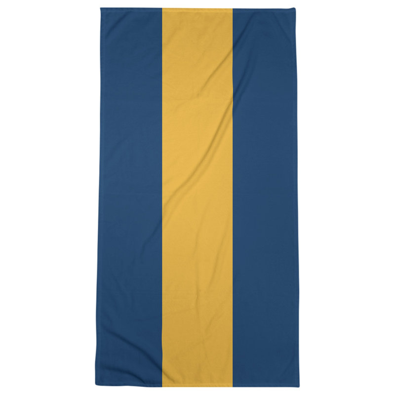 Lightweight Bath Towel, Navy Blue/Gold/Navy Blue, Poly/Cotton