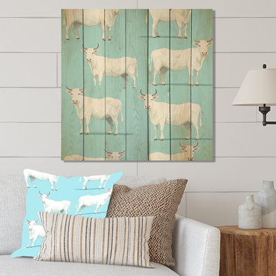 Motif de vache blanche minimaliste II - animal de vache sur bois