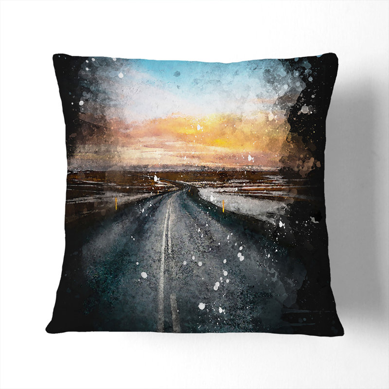 Road Through Iceland Cushion with Filling, 55cm H x 55cm W x 20cm D