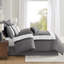 Édredon pour chambre 8 pièces gris foncé foncé - Broderie décorative transitionnelle paisible