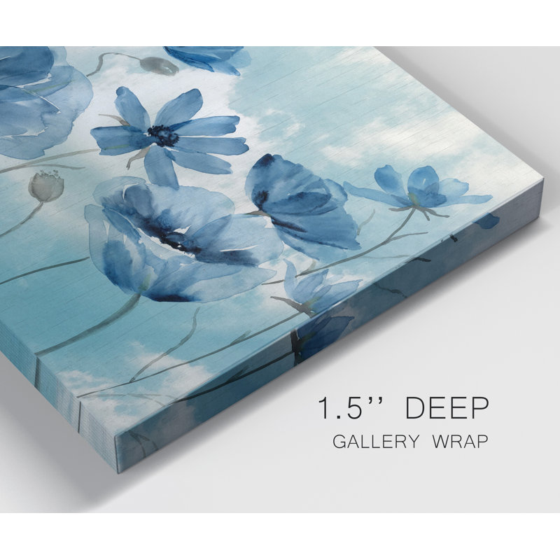 «Springing up Blue» par J Paul - reproduction d'art sur toile tendue, H 40 po x l 30 po x P 1 po