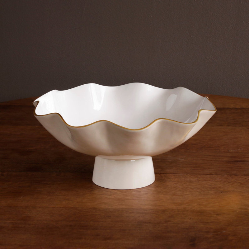 ENCANTO Carola Pedestal, 6" H x 13.25" W x 13.75" D, Cream/White