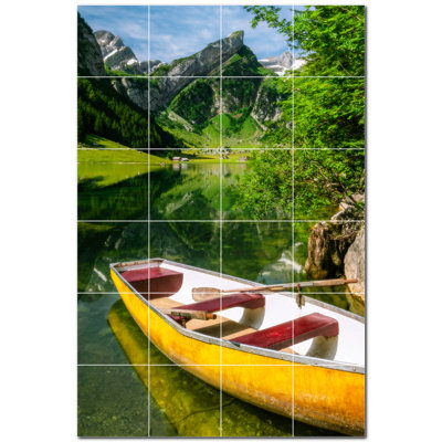 Murale en céramique satinée Boat Photo 12 po x 12 po