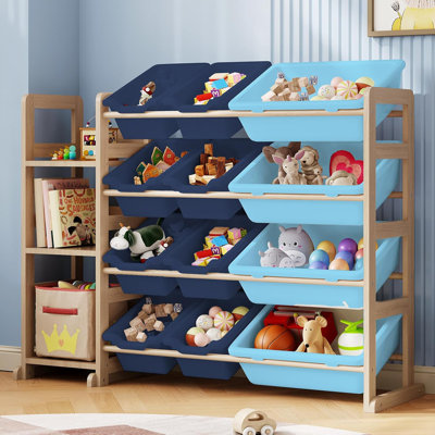 Toy Storage Organizer - Toy Organizers And Storage With Bookshelf, Toy Storage Shelf With Shelves And Storage Bins, Kids Bookshelf And Toy Storage For Kids Room, Playroom, Nursery