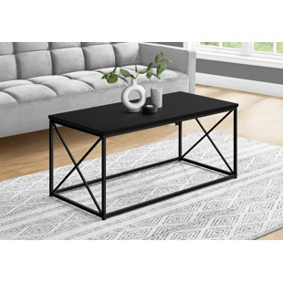 Table basse Brady, plateau en faux bois, structure en X en métal