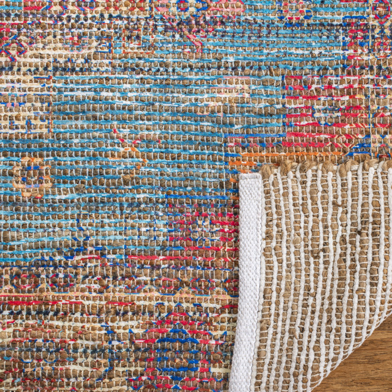 Tapis oriental rouille / bleu en coton tissé à plat à la main Joppatowne, Tapis de couloir 2 pi 3 po x 8 pi