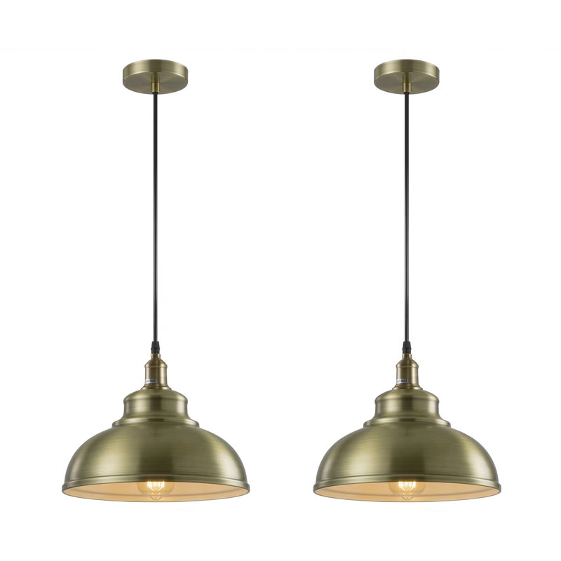 1 - Light Dome Pendant, Green Brass