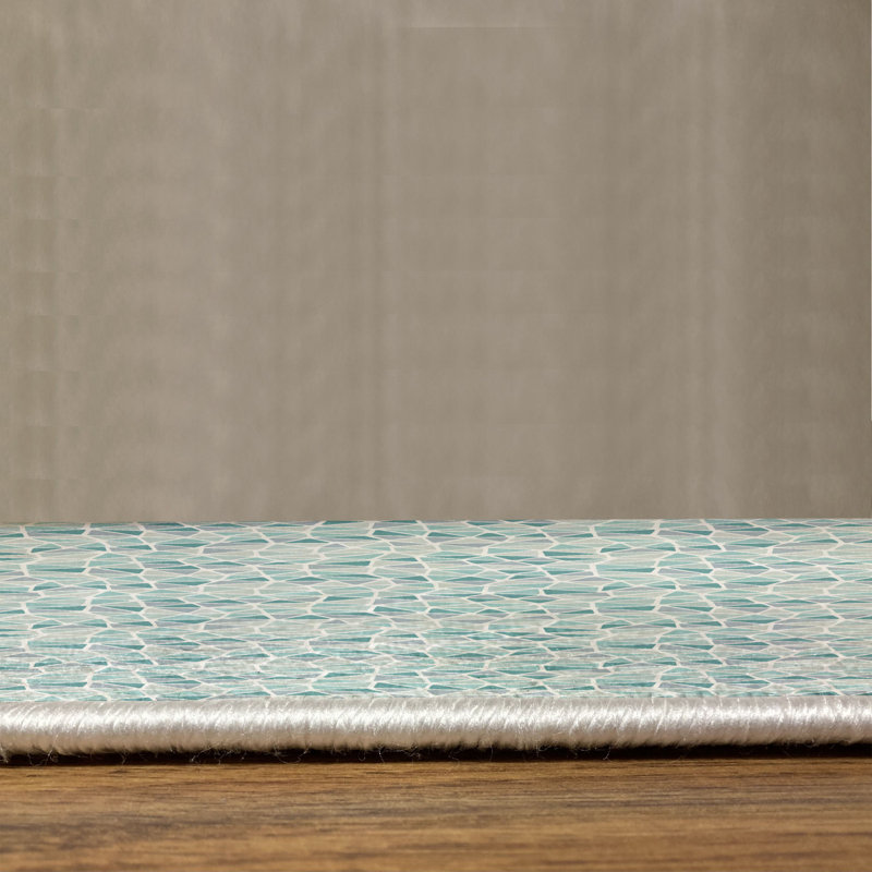 Tapis bleu sarcelle / écume de mer / crépuscule, Rectangle 5 pi 3 po x 7 pi 6 po