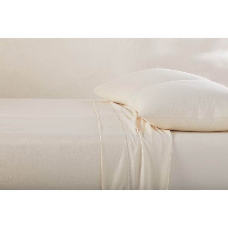 Jersey 100% Cotton Jersey Knit Sheet Set, Queen, Natural