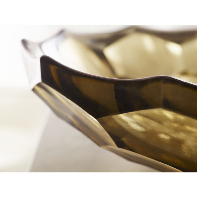 Kohler Briolette, Artist Editions Oval Faceted Glass Bathroom Vessel Sink, Translucent Sandalwood