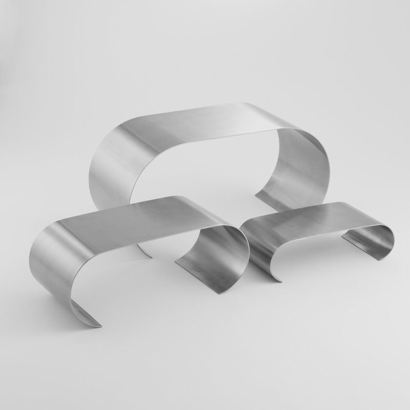 Silver Metal Curl Tiered Display Risers Set