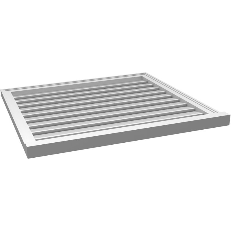 Évent à pignon fonctionnel en uréthane rectangulaire à fixation en surface, brun clair apprêté, H 32 po x l 36 po x P 2 po
