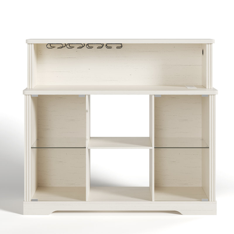 Wine Cabinet with RGB Lighting, Charging Station, 4 Removable Wine Racks (Exclude Refrigerator), White